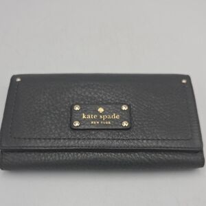 kate spade Pebbled Leather Fold-Over Continental Wallet with Gold Plaque